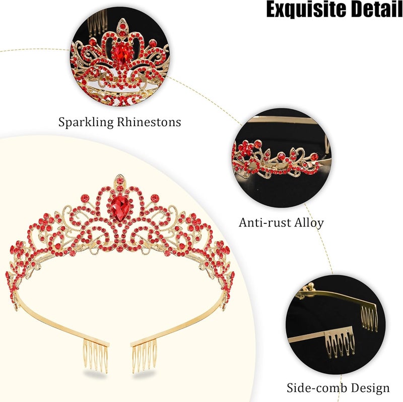 TAROSE Crowns for Women, Queen Crystal Gold Silver Tiaras with White Rhinestone and Combs, Goddess Crown for Wedding Bride Birthday Princess Bridal Shower Hair Accessories for Women - Image 4